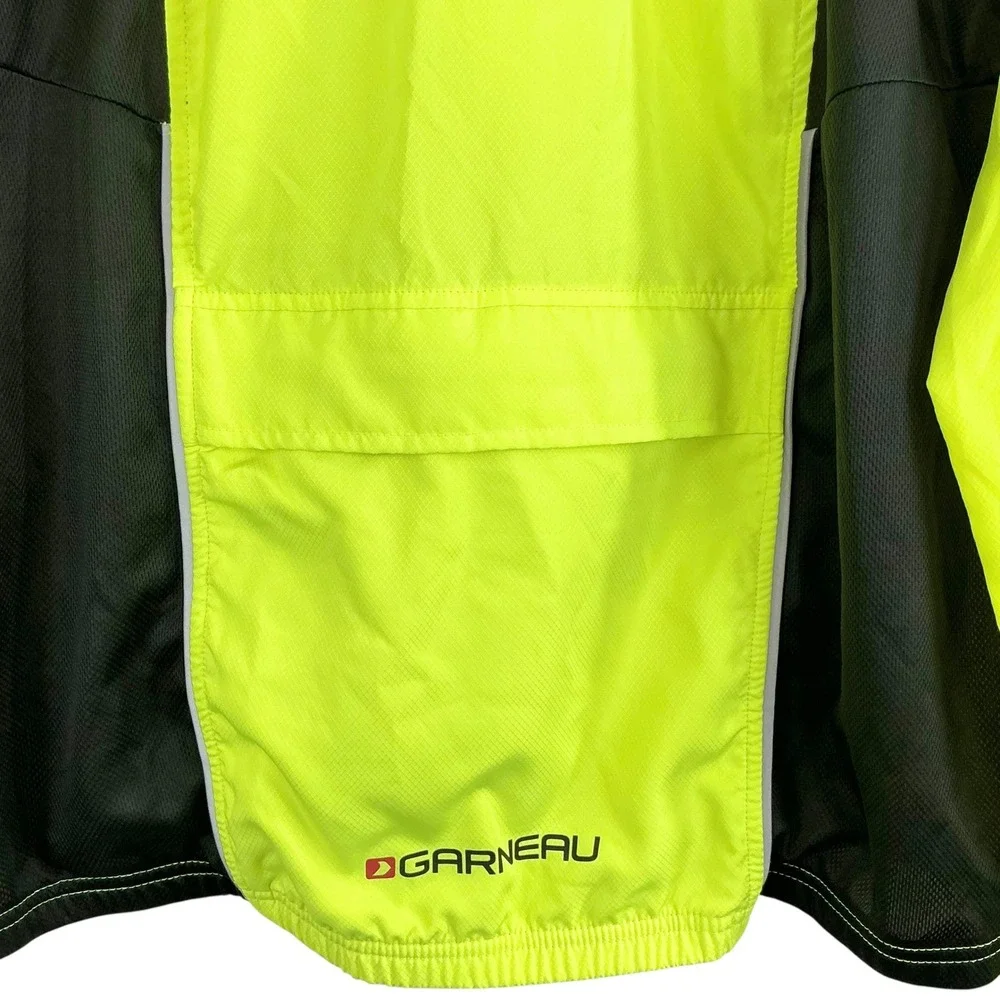 Louis Garneau Cycling Jacket‎ Men's Medium Neon Yellow Black Full Windbreaker